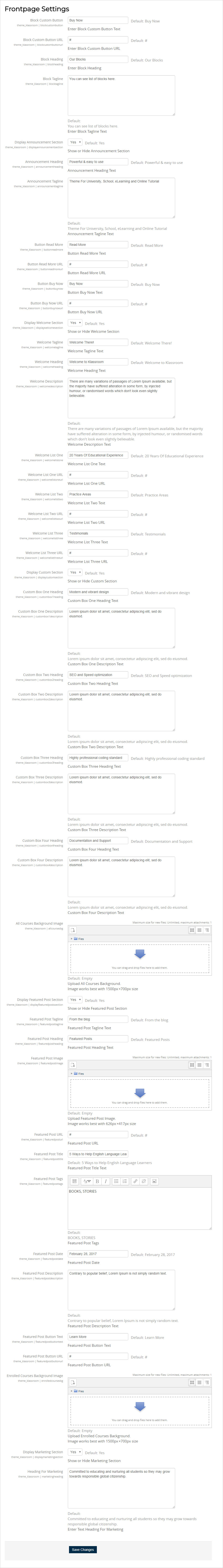 frontpage-settings